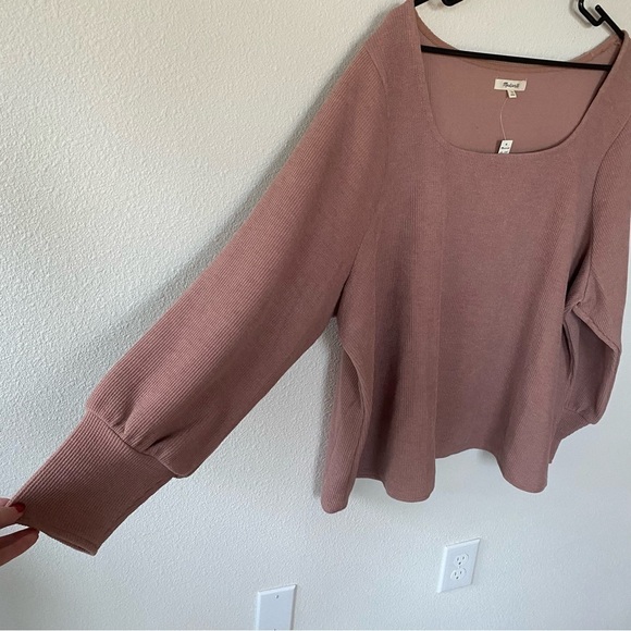 Madewell | Women's Plus Size Pink Jacquard Square-Neck Slouchy Sweater Top 3X - Picture 3 of 8